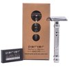 Parker Safety Razor, Deluxe OPEN COMB Double Edge Safety Raozr, Electroplated Brass Handle, 5 Blade Refills Included (24C - Deluxe Chrome)