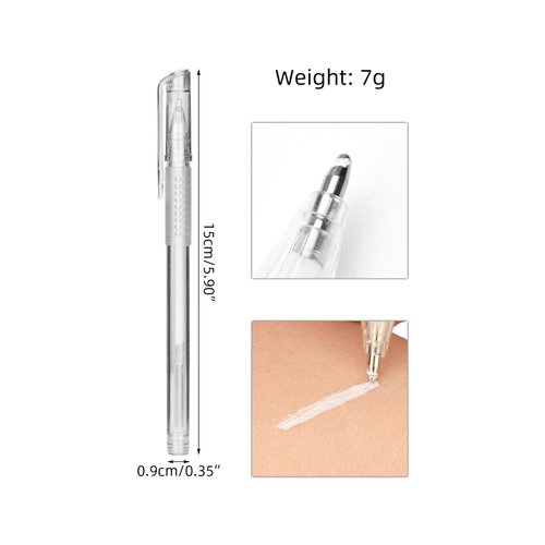 ATOMUS Skin Marker Pen Eyebrow Mapping Pen 1 Pen + 3pcs Replacement Refills Eyebrow Micro-blading Marker Pen Permanent Makeup Position Mapping Mark Tools (White)