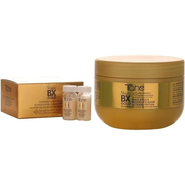 Tahe Magic Bx gold Moisturizing and Redensifying Hair Treatment 5 Vials of 10 ml + Magic Bx gold Ultra-nutritive Redensifying Hair Mask 300 ml 300 ml (Option 1)