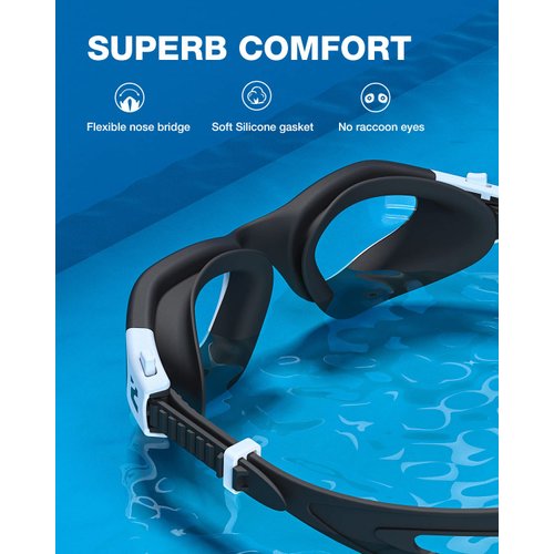 ZIONOR Swim Goggles, G1 SE Swimming Goggles Anti-fog for Adult Men Women, UV Protection, No Leaking (Clear Lens)