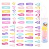 60 Pcs Non-Slip Snap Hair Clips with 60 Pcs Elastic Hair Bands Candy Color Metal Barrettes Star Butterfly Heart Hairpin for Kids Girls and Women Hair Accessories