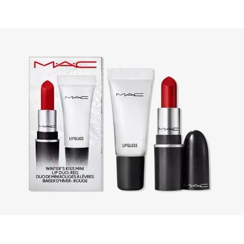 M.A.C Winters Kiss Mini Lip Duo - Red - Mini Retro Matte Lipstick Ruby Wood and Mini Lipglass Clear.
