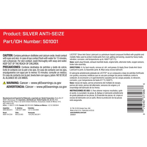 Loctite 501001 Silver-Grade Anti-Seize Lubricant, 1 lb, Brushtop