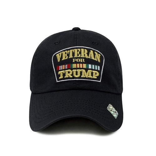 Veterans for Trump Dad Hat Cotton Ball Cap Baseball Cap Hand Wash PC101 (Black)