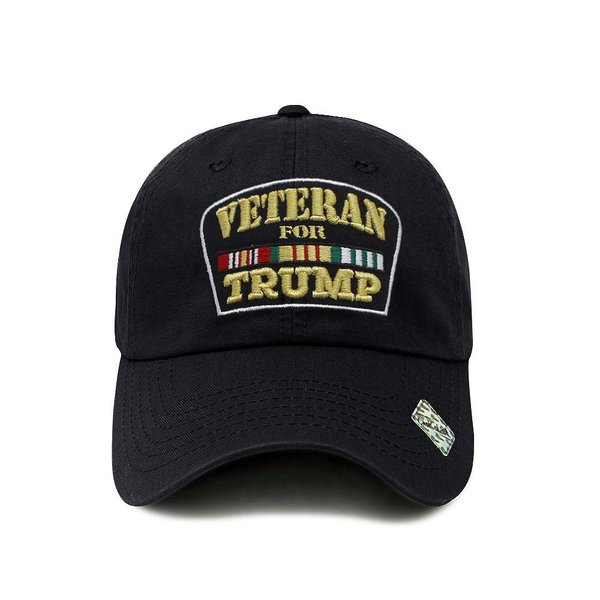 Veterans for Trump Dad Hat Cotton Ball Cap Baseball Cap Hand Wash PC101 (Black)
