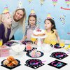 DYLIVeS 96 Pcs Music Party Supplies, Music Theme Birthday Party Decorations Disposable Tableware Packs Music Note Party Supplies for Girls - 9'' and 7'' Plates and Napkins, Forks (Serves 24)