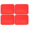 Pyrex 7210-PC 3-Cup Red Plastic Food Storage Replacement Lid Cover, Made in the USA - 4 Pack