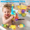 Baby Bath Toys for Kids Ages 1-3, Magnetic Fishing Games with Floating Bathtub Wind-Up Toys & Fishing Net, Fishing Rod Water Pool Toys for Toddlers 1-3