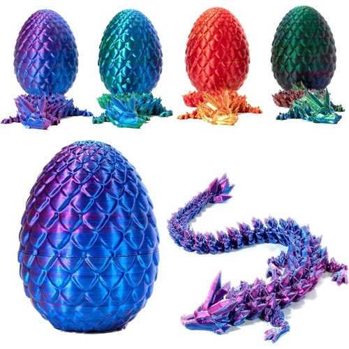 Executive Desk Toys Easter Egg, 3D Printed Dragon, 3D Dragon Eggs with Dragon Inside, Dragon Toy Dragon Egg Fidget Toy, Fidget Toys for Autism/ADHD (Laser Purple)