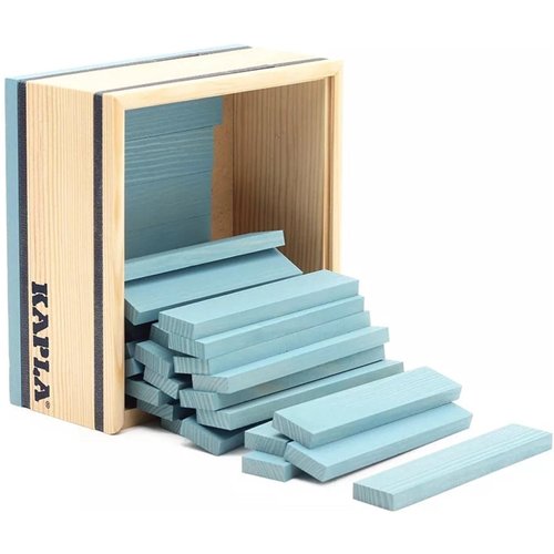 KAPLA 40 Squares Light Blue - Wooden Construction Set - 40 Light Blue Colored Building Planks - for Ages 3+