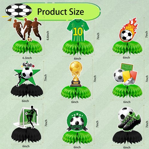 9 Pcs Soccer Birthday Party Decorations Soccer Ball Honeycomb Centerpieces 3D Football Soccer Theme Centerpieces Theme Party Table Topper Soccer Decorations Party Supplies for Boys Kids Birthday Party