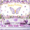 Butterfly Party Decorations, Girls Birthday Themes Decorations with Balloon Arch Kit Butterfly Photography Backdrop Banner and Tablecloth for Girls Women Butterfly Birthday Decor