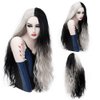 Mildiso Long Wigs for Women 26'' Black White Wig Cute Colorful Silver Hair Wig with Comfortable Wig Net Perfect Wigs for Party Halloween M051