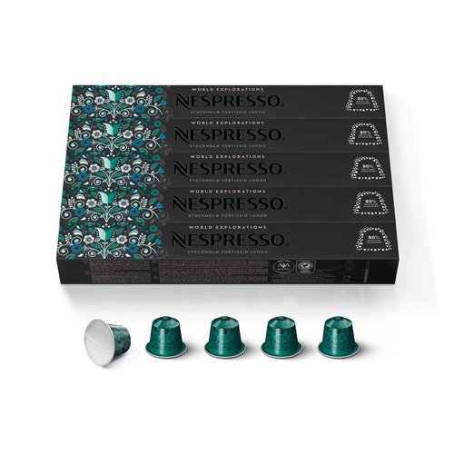 Nespresso Capsules OriginalLine, Stockholm Lungo, Dark Roast Coffee, 50 Count Espresso Coffee Pods