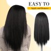 FANCEE Kinky Straight Clip in Hair Extensions for Black Women Full Head Yaki Straight Clip Ins Synthetic Hair Extensions (18 inch, Black)