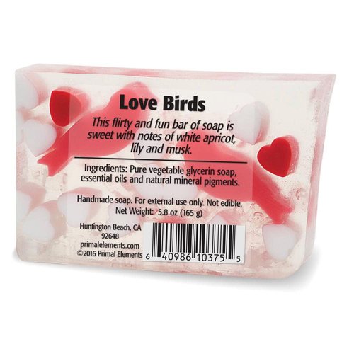 Primal Elements Glycerin Bar Soap | Valentines Soap Helps All Skin Types, Sensitive, Oily & Dry Skin | NO PARABENS, VEGAN, GLUTEN FREE, 100% VEGETABLE BASE - (Love Birds)