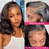 Body Wave Lace Front Wig Human Hair Wig Glueless Short Bob Wigs 13x4 Body Wave Lace Frontal Wig Pre Plucked with Baby Hair 180% Density Black Women Brazilian Virgin Real Hair Natural Color 12 Inch