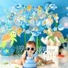 3PCS Under the Sea Happy Birthday Banner Sea Animals Birthday Party Decorations Sea Animal Banner Marine Life Birthday Decorations for Kids Under The Sea Birthday Party Baby Shower Supplies