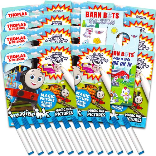 Thomas the Train Imagine Ink Coloring Book Set for Kids - 12 Pack No-Mess Magic Ink Thomas and Fr...
