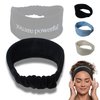 Spa Headband for Washing Face, Face Mask, Skincare, Makeup, Facial Yoga, Embroidered with Positive Affirmations for Manifestation, Boost Self-Confidence and Mental Health, Luxurious Soft Velvet Feel