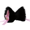 PurYupearl 2Pcs Cute Pink and Black Cat Ears Hair Clips Pins Hairpin Anime Lolita Cosplay Headwear Neko Cat Ears Headpiece Halloween Hair Accessories Headbands Hats and Caps