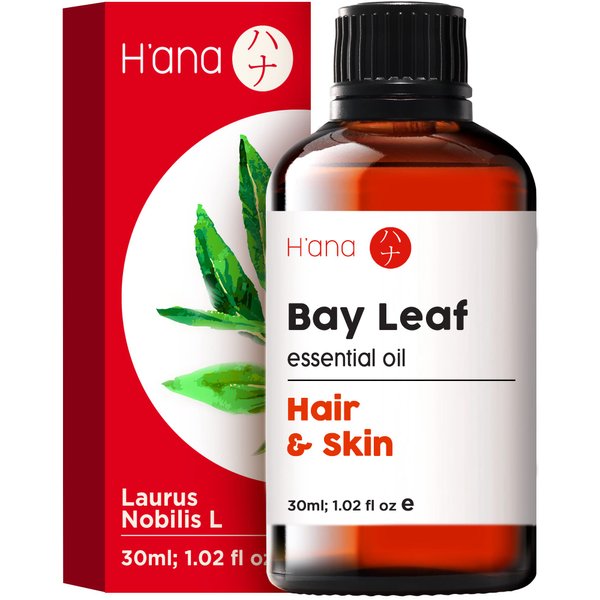 H’ana Bay Leaf Essential Oil for Diffuser - Oil Bay for Hair - 100% Natural Bay Laurel Essential Oil - Bay Leaf Essential Oils are Spicy, Herbaceous Scent (1 fl oz)