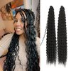 BLL Curly Braiding Hair For Boho Braids Ocean Wave Crochet Hair 2 Packs Deep Wave Long Wavy Braiding Synthetic Hair Extensions For Black Women (30 Inch(Pack of 2), 1B)