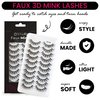 False Eyelashes - 10-Pack Mink Lashes - Wispy Lashes – Natural Looking Dramatic 3D Effect Fake Lashes – Fake Eyelashes Kit – Lightweight False Lashes - Faux Cat Eye Lashes - Lash Strips - By SPLURJ