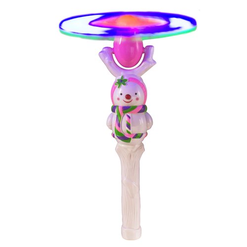 LED Light Up Christmas Snowman Swivel Windmill Spinner Wand Toy for Kids