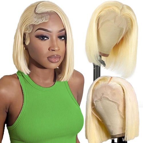 SKYDO 613 Blonde Bob Wig Human Hair 13x4 HD Bob Lace Front Wigs Human Hair Pre Plucked 180 Densit...