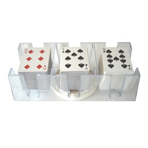 DNB Revolving Playing Card Tray - 9 Deck Plastic Rotating Canasta Card Holder