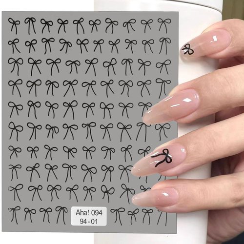 7 Colors Ultra-thin Bow Nail Stickers for Women Bronzing Bow Nail Decals for Nail Art Supplies 3D Colorful Ribbon Bows Nail Art Stickers Cute Nail Bow Stickers for Nails Design Women Nail Accessories