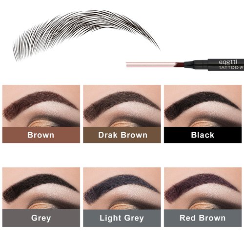YUANLI Microblading Eyebrow Pen, Waterproof Eye Brow Pencils for Women With 4 Micro-Fork Tip, Liquid Brow Pencil, Smudge-Proof and Waterproof Eyebrow Pencil for Natural Hair-Like - Red Brow