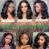 Body Wave 13x6 HD Lace Front Wigs Human Hair 200% Density Bob Wig Human Hair Pre Plucked Short Bob Wigs for Black Women Glueless Frontal Wig Human Hair Natural Black Loose Wavy 14 inch Bob Wig