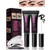 Peel Off Tattoo Eyebrow Gel-2Pcs Black Tattoo Peel Off Eyebrow Gel Tinted, Long Lasting Waterproof Transfer-proof Tattoo Brow Peel Off Tinted Gel Brow Last Up to 3 Days, with Brow Stencil & Brush-03#