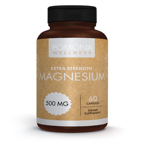 Pomona Wellness Magnesium Supplement, Extra Strength 500mg, Supports Healthy Bones, Sleep And Calm, Muscles & Teeth, Boosts Energy & Relaxation, Non-GMO, Vegan, 60 Capsules