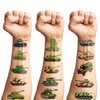 100 PCS Tank Military Temporary Tattoos Themed Birthday Party Decorations Favors Supplies Decor Army Camo Camouflage Soldier Tattoo Stickers Gifts For Game Boys Girls Classroom School Prizes Christmas