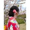CRB Fashion Womens Kimono Traditional Tsumami Kanzashi Outfit Wedding Japanese Asian Yukata Hair Tie Flower Floral Sakura Fan Barrette Clip (Lilac Blue)