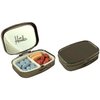 Houder Classy Gray Metal Pill Box Decorative Pill Case with Gift Box - Carry Your Meds in Style (Rectangular)
