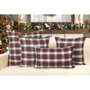 4TH Emotion Set of 2 Christmas Scottish Tartan Plaid Throw Pillow Covers Cushion Case Polyester for Farmhouse Home Decor Red and White, 18 x 18 Inches