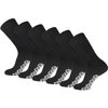 6 Pairs of Non-Skid Diabetic Crew Socks, Non Binding Top Therapeutic Cotton Gripper Socks (Black, Size: 13-15)