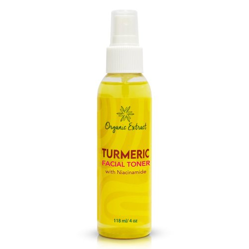 Organic Extract Turmeric Facial Toner - 4 fl oz / 118 ml - Skin Brightening Face Toner, Gently Removes Impurities - Skin Balancing & Pore-Reducing Toner - Exfoliating, Hydrating Toner with Niacinamide