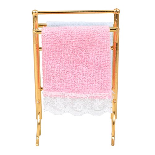 JOINPAYA 1: 12 Dollhouse Towel Rack Dollhouse Miniature Bath Towel Rack Mini Towels Dollhouse Bathroom Furniture Model Set Doll House Play House Accessories Decorations