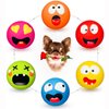 HOLYSTEED Squeaky Dog Toy for Small Dogs, Rubber Latex Puppy Toys Small Dog Toys, Soft Small Dog Squeaky Toys, Smile Face Squeaky Dog Balls Flat for Mini, Small Breeds