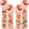 117 PCS Funny Ice Cream Popsicle Temporary Tattoos Summer Cone Party Decorations Favors Supplies Sweet Theme Birthday Cute Stickers Christmas Gifts Baby Shower Boys Girls Class School Prizes Carnival