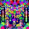 Glow in The Dark Birthday Party Decorations, Neon Birthday Party Decorations with Neon Balloons Garland, Porch Party Sign Let's Glow Crazy for Glow in The Dark Party supplies, Neon Party Decor