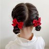 100Pcs Multicolor Elastic Hair Ties and 2 Pcs Red Bow Hair Clip, Baby Hair Ties No Damage Small Hair Ponytail Holder,1.0inch Mini Rubber Bands Accessories for Girls Kids Women