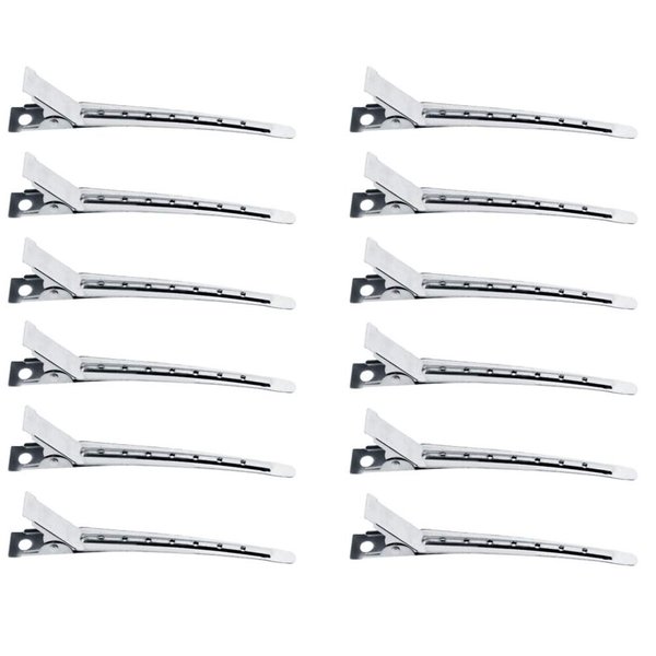 Luxxii (12pcs) Metal Hair Clips Duckbill Clips Alligator Clips Styling Clips Pins for Thick and Thin Hair