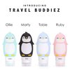 Kanga Care Travel Buddiez Penguin 3oz Refillable Silicone Leak Proof Toiletry Bottle 4 Pack set for Shampoo Conditioner Lotion Face Body Wash - Penguin Family (4 pack) Multicolored
