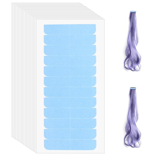 Hair Extension Tape 240Pcs/20 Sheets Double Sided Adhesive Replacement Tape for Hair Extensions Invisible & Waterproof Tape in Tape Replacement,Human Hair Tape Tabs Tape in Extension 1.57" x 0.31"Blue